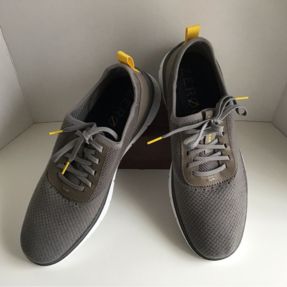 Cole Haan ZeroGrand Gray Sneakers with Yellow Accents EUC